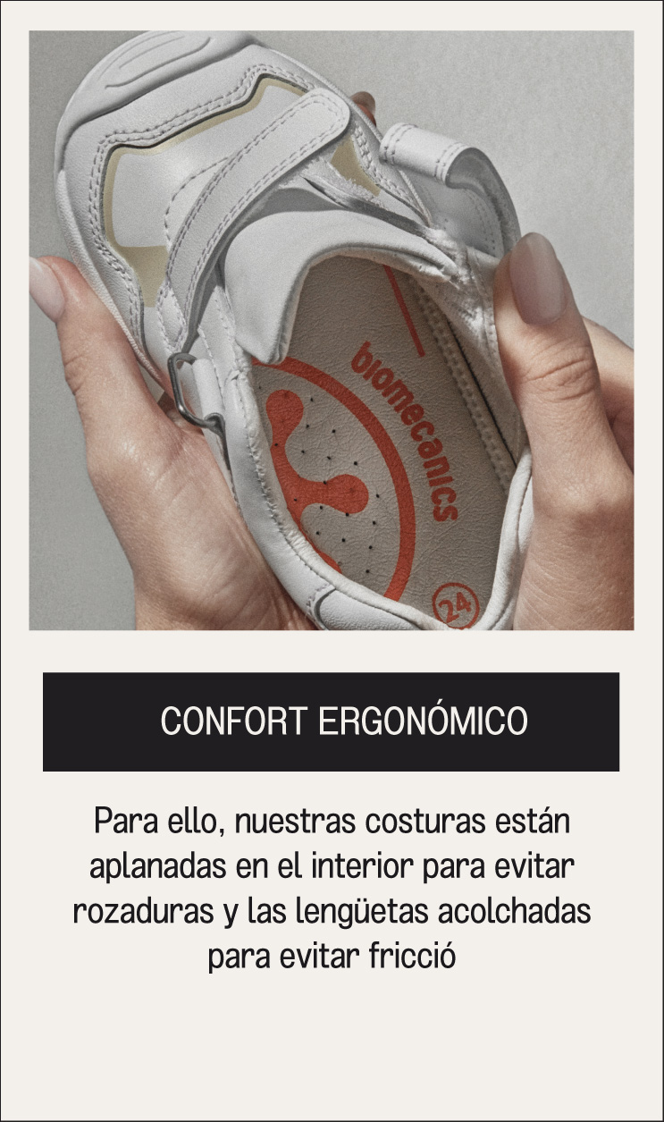 CONFORT ERGONÓMICO Para ello, nuestras costuras están aplanadas en el interior para evitar rozaduras y las lengüetas acolchadas para evitar fricción.
